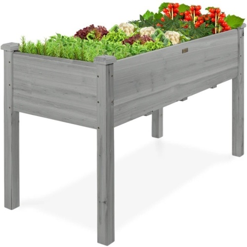 Raised Garden Bed, Elevated Wooden Planter Box w/ Foot Caps - 48x24x30in - Lot 195
