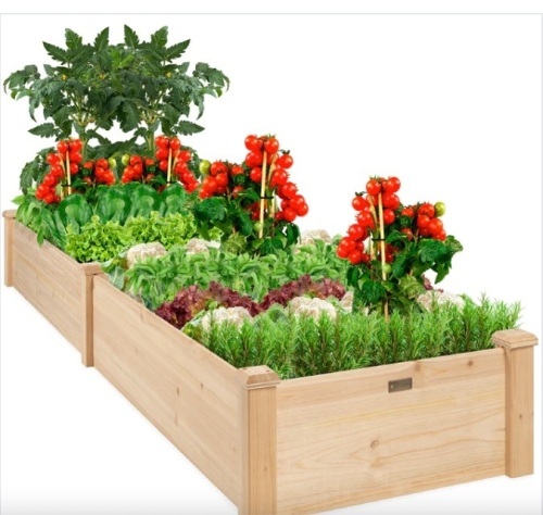 Wooden Raised Garden Bed Planter for Garden, Lawn, Yard - 8x2ft - Lot 603