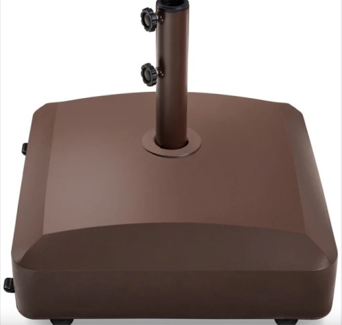 Fillable Mobile Umbrella Base Stand w/ 4 Wheels, 2 Locks, 123lb Capacity - Lot 610