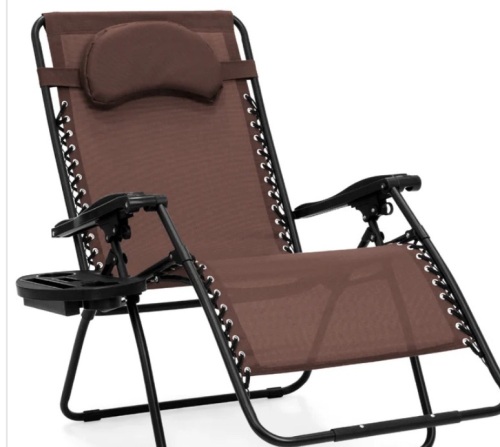 Oversized Reclining Zero Gravity Chair Lounger w/ Cup Holder, Pillow - Lot 533
