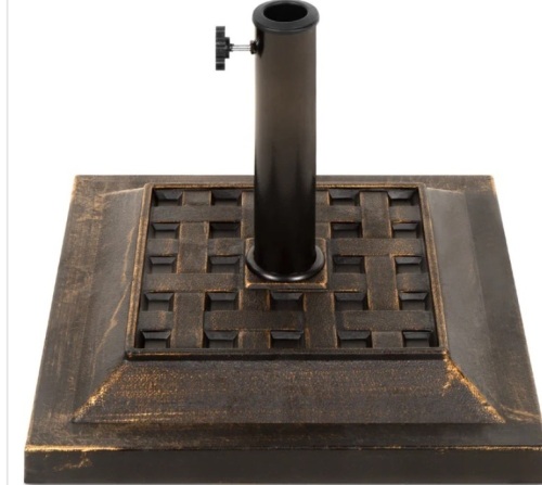 26lb Steel Square Patio Umbrella Base Stand, Basketweave Pattern - Lot 534