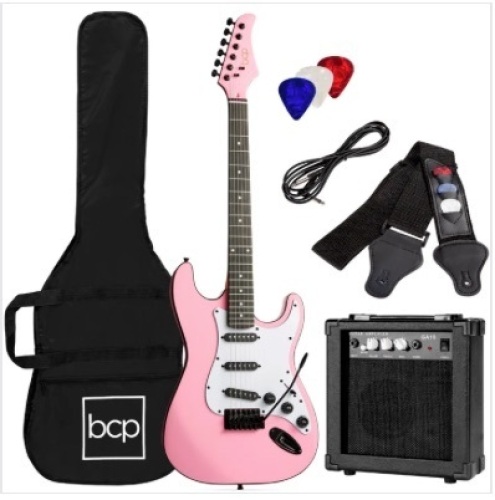 Beginner Electric Guitar Kit w/ Case, 10W Amp, Tremolo Bar - 39in - Lot 473
