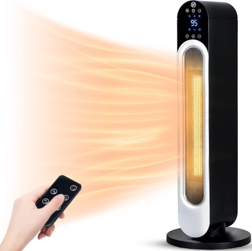 29" Space Heater for Indoor Use, 1500W Portable Tower Heater with Remote Control, 2 Heating Modes, 12 H Timer,  - Lot 117