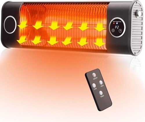 Outdoor Patio Heater,Wall Mounted Heater for Garage Backyard,Infrared Heater for Indoor Use,1500W Electric Heater with Remote Control 9Hours Timer Overheating Protection  - Lot 119