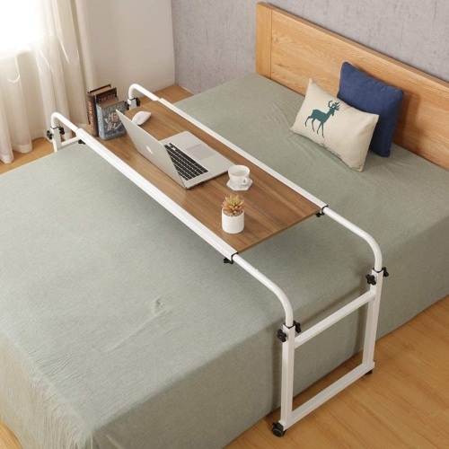 Overbed Desk Laptop Desk Laptop Cart with Wheels Over Bed Desk Adjustable Overbed Table with Wheels King Queen Bed Table Bed Table on Wheels Overbed Laptop Table(Ancient Oak) missing hardware - Lot 121