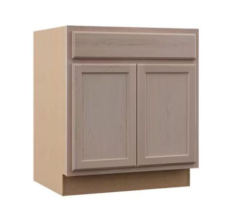 Hampton Bay 30 in. W x 24 in. D x 34.5 in. H Assembled Base Kitchen Cabinet in Unfinished with Recessed Panel - Lot 66