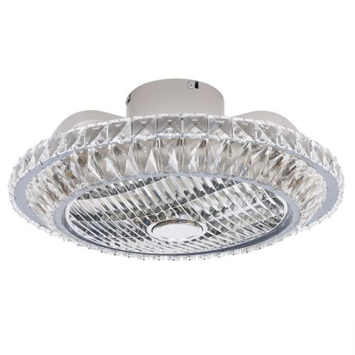  Crystal Ceiling Fan with LED Light 20" Invisible Timing 3-Color 3-Speed - Lot 156