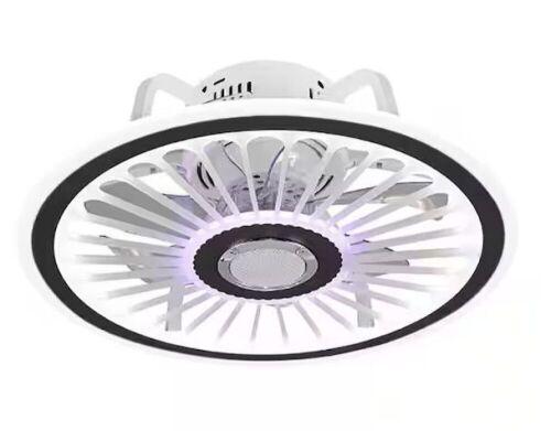 19.7 in. Indoor White Modern Semi Flush Mount Ceiling Fan with Adjustable White Integrated LED and Remote - Lot 160