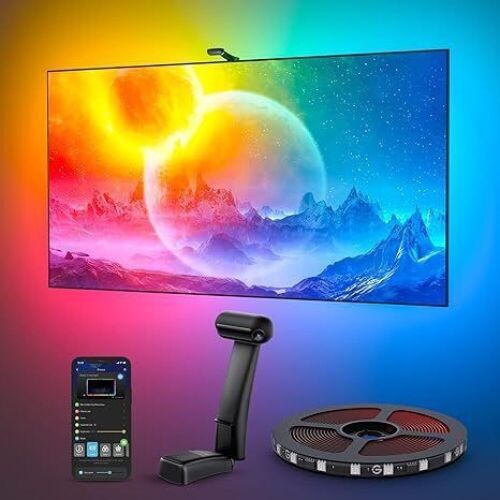  Govee Envisual TV Backlight T2 with Dual Camera, 16.4ft RGBIC Wi-Fi LED Backlights for 75-85 inch TVs, Double Light Beads, Adapts to Ultra-Thin TVs, Smart App Control, Music Sync - Lot 374