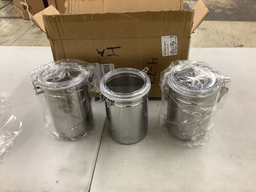 Lot of (3) Stainless Steel Storage Containers - Small Dent - Lot 375