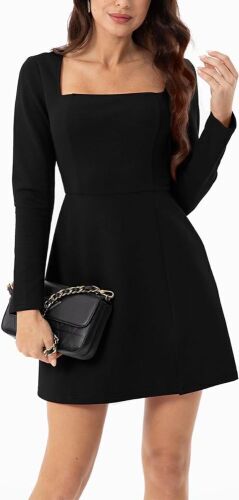 Lot of (13) Tonmild Women's Square Neckline Long Sleeve Dress, Multiple Sizes  - Lot 339