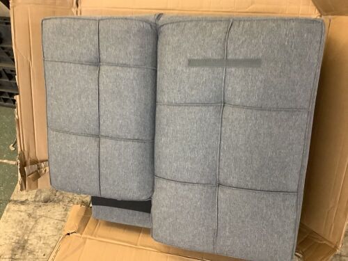 Linen Upholstered Convertible Sofa Bed Futon w/ 2 Cupholders - Lot 495