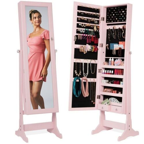 Full Length Freestanding Jewelry Mirror Armoire w/ Velvet Interior - Lot 172