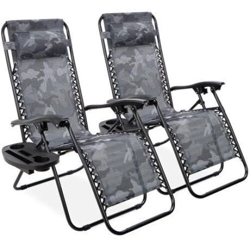 Set of 2 Adjustable Zero Gravity Patio Chair Recliners w/ Cup Holders - Lot 222