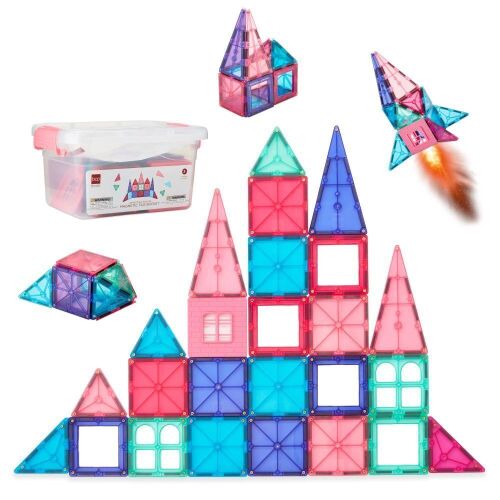 32-Piece Kids Magnetic Tiles Set, Educational Building STEM Toy w/ Case - Lot 605