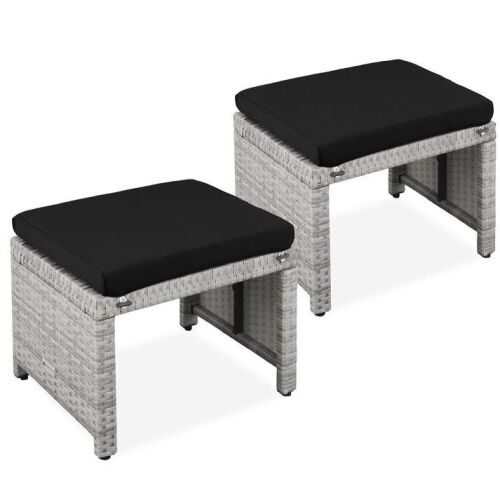 Set of 2 Multipurpose Wicker Ottomans w/ Removable Cushions, Steel Frame - Lot 576