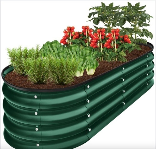 Outdoor Raised Metal Oval Garden Bed, Planter Box - 4x2x1ft - Lot 114