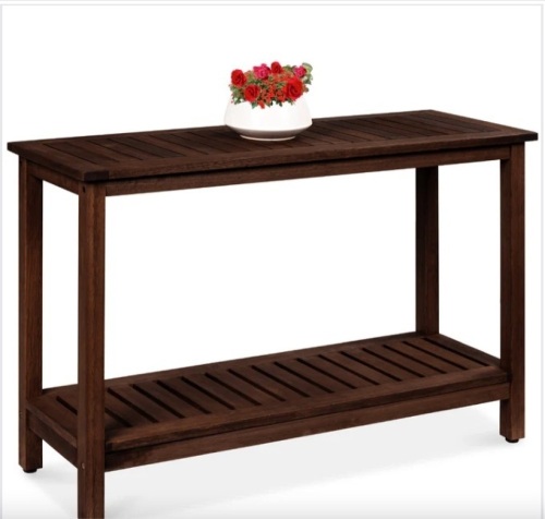 2-Shelf Wooden Console Table Storage Organizer w/ Natural Finish - 48in - Lot 121