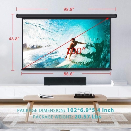 VIVOHOME 100 Inch Electric Motorized Projector Screen with Remote, 16:9 8K 4K Ultra HD Widescreen for Movie Home Theater Cinema Office Video Game - Lot 142