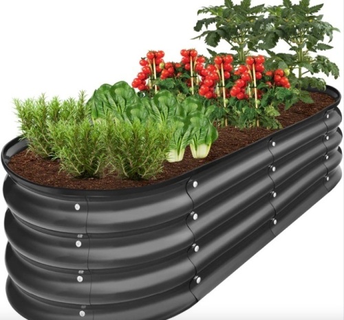 Outdoor Raised Metal Oval Garden Bed, Planter Box - 4x2x1ft - Lot 149