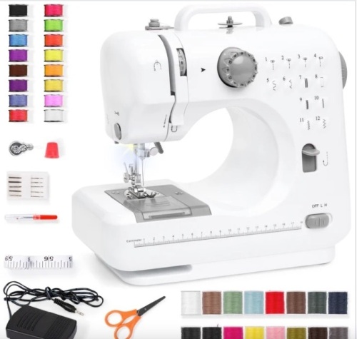 6V Portable Foot Pedal Sewing Machine w/ 12 Stitch Patterns - Lot 151