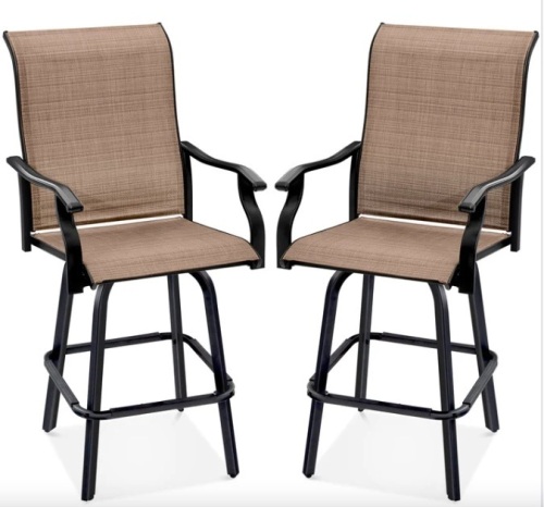 Set of 2 Swivel Barstools w/ 360 Rotation, All-Weather Mesh - Lot 156