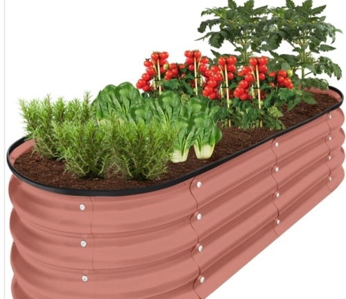 Outdoor Raised Metal Oval Garden Bed, Planter Box - 4x2x1ft - Lot 176
