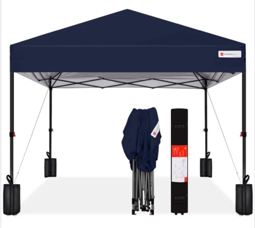 One-Person Setup Instant Pop Up Canopy w/ Case, 4 Weight Bags - 10x10ft - Lot 220