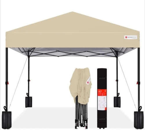 One-Person Setup Instant Pop Up Canopy w/ Case, 4 Weight Bags - 10x10ft - Lot 222