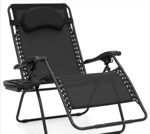 Oversized Reclining Zero Gravity Chair Lounger w/ Cup Holder, Pillow - Lot 226
