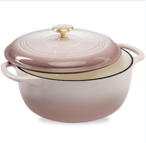 Cast-Iron Dutch Oven Kitchen Cookware w/ Enamel, Handles - 7.5qt - Lot 323