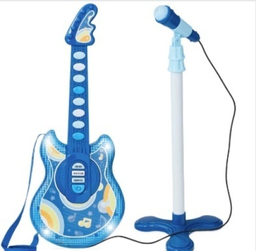 Kids Pretend Play Guitar Musical Instrument Toy w/ Microphone, Stand - 19in - Lot 324