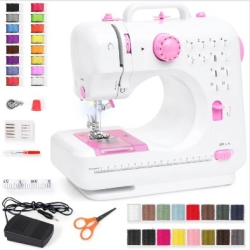 6V Portable Foot Pedal Sewing Machine w/ 12 Stitch Patterns - Lot 325
