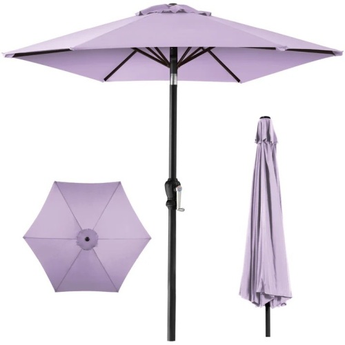 Outdoor Steel Market Patio Umbrella Decoration w/ Tilt, Crank Lift - 10ft - Lot 250