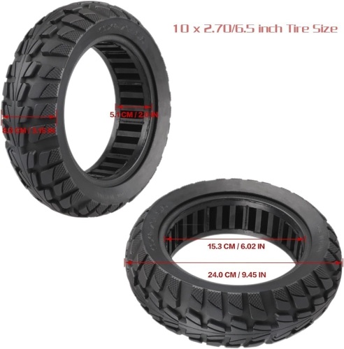 Solid Tire 10 Inch, 10x2.70-6.5 /10x2.75 solid tire 70/65-6.5 Scooter Tubeless Puncture-Proof Tire, Explosion-Proof Rubber Solid Tires, Shockproof Design, Super-Grip Wheels Replacement  - Lot 343
