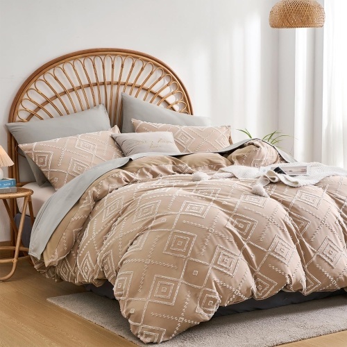 Tufted Duvet Cover Queen Size(Khaki,Queen) - Lot 266