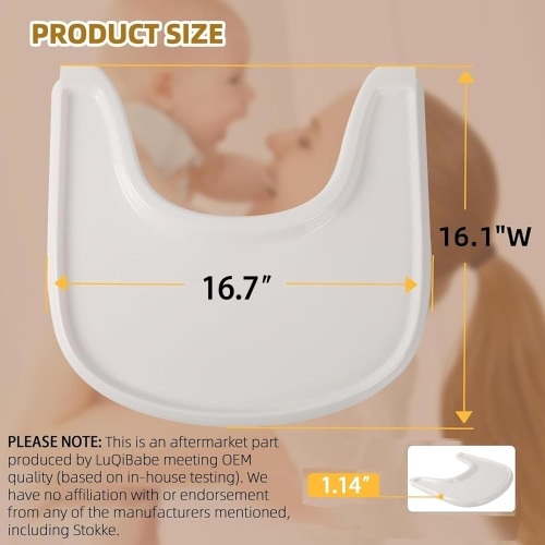 Baby High Chair Tray Compatible with Stokke Tripp Trapp Chair (V2 and Beyond) with Smooth Surface and Strong Suction Power Made of Food-Safe Plastic (BPA BPS BPF Lead Phthalate Free) - White  - Lot 281