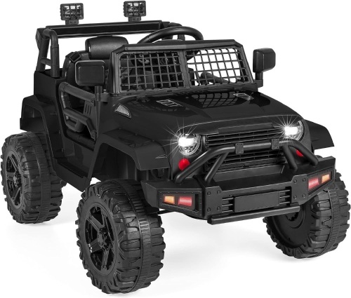 Best Choice Products 12V Kids Ride On Truck Car w/Parent Remote Control, Spring Suspension, LED Lights, AUX Port - Black  - Lot 241s