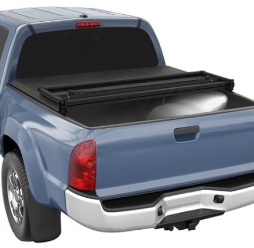 CARMOCAR Soft Tri-Fold Truck Bed Tonneau Cover 2022 2023 Replacement for Toyota Tundra 5.5FT Bed (66.7") (w/o Trail Edition) Truck Bed Cover Accessories with Led Light - Lot 409s