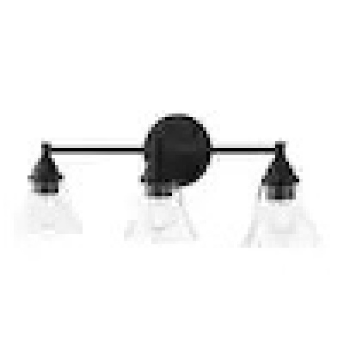 Marsden 23.5 in. 3-Light Matte Black Transitional Vanity with Clear Glass Shades  - Lot 296