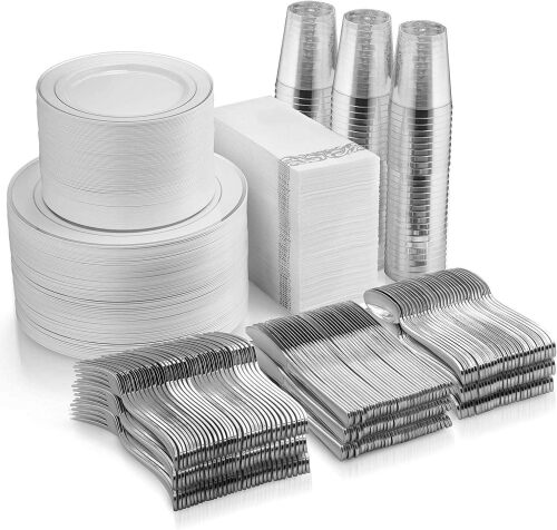 700 piece Plastic Silver Dinnerware Sets - Lot 7367