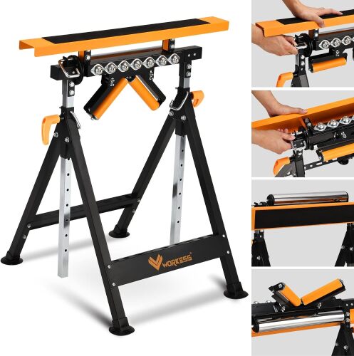 4 in 1 Roller Stand, Stable 440 Lbs Load Capacity w/ Saw Horses - Lot 7370