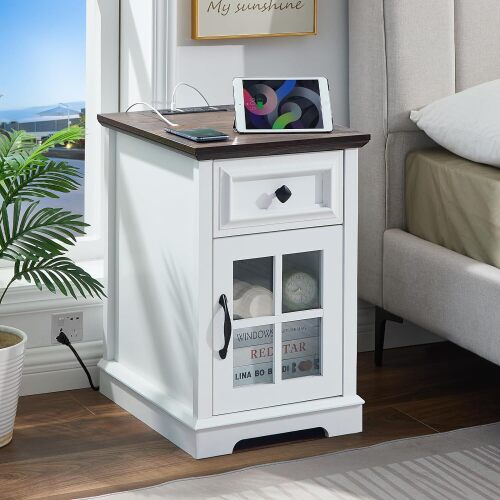 Farmhouse XXL End Table with Charging Station - Lot 7380