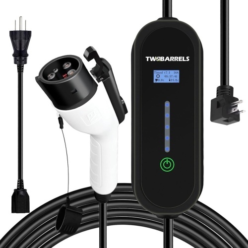 Level 1-2 Portable EV Charger, 16Amp 110-240V 26ft Cable Electric Vehicle Charger, NEMA 6-20 Plug EV Charging Stations with NEMA 5-15 Adapter for J1772 Electric Cars - Lot 7406