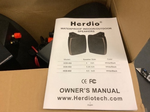 Herdio 6.5 INCH 2-WAY WATERPROOF INDOOR/OUTDOOR SPEAKERS - Lot 7411