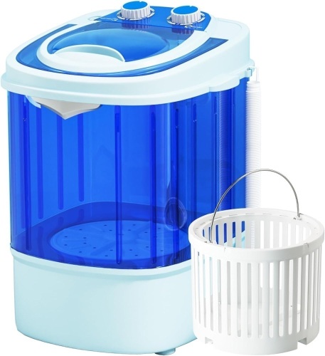 INTERGREAT Portable Washing Machine, 11 Lbs Mini Small Washer Machine, Single Tub Laundry Washer for Apartments, Dorms,Traveling, RV, Blue - Lot 7412