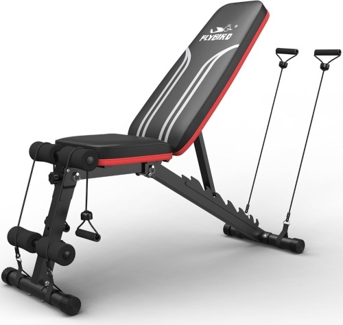 FLYBIRD Adjustable Weight Bench Workout Bench for Home Gym, 15 Degree Decline Sit-Up, Sturdy Durable Folding Weight Bench for Years of Workout -FBGEAR23 - Lot 7450