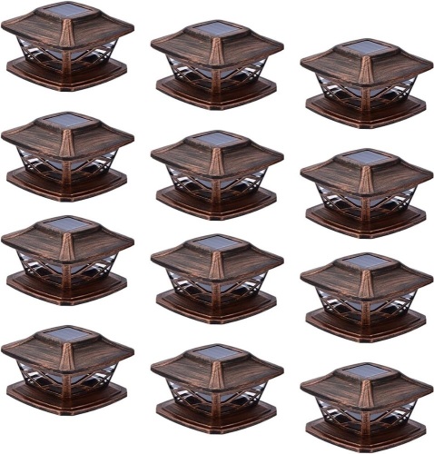 TWINSLUXES Solar Post Lights Outdoor 2 Modes Waterproof LED Solar Fence Cap Light for3.5x3.5 4x4 5x5 and 6x6 Post in Patio,Deck Walkway and Garden Decoration.(12 Pack) - Lot 7454