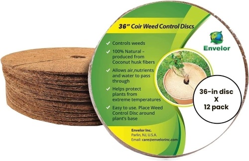Envelor Coco Coir Tree Ring Mulch Mat Coconut Coir Fiber Tree Weed Barrier Ring Gardening Mulch Rings for Trees Plant Cover Planter Disc Root Protection for Plants Weed Control, 36 Inches, 12 Pack - Lot 7474