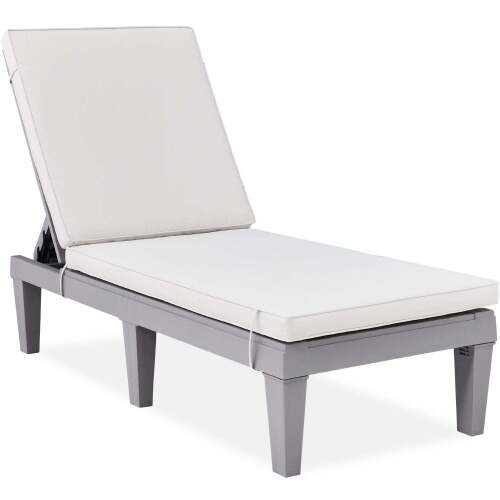 Outdoor Patio Lounge Chair, Resin Chaise Lounger w/ Seat Cushion, 5 Positions - Lot 7808